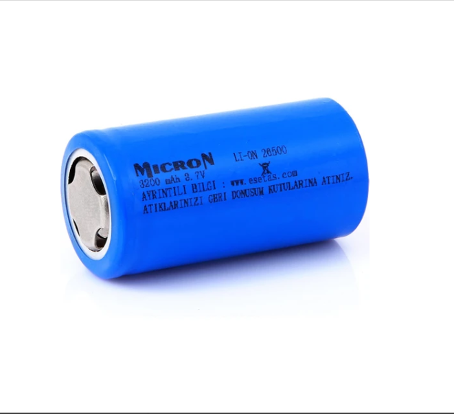 🔋 MİCRON 26500 3.7V 3200mAh — LİTYUM İYON (Li-ion) PİL HÜCRESİ